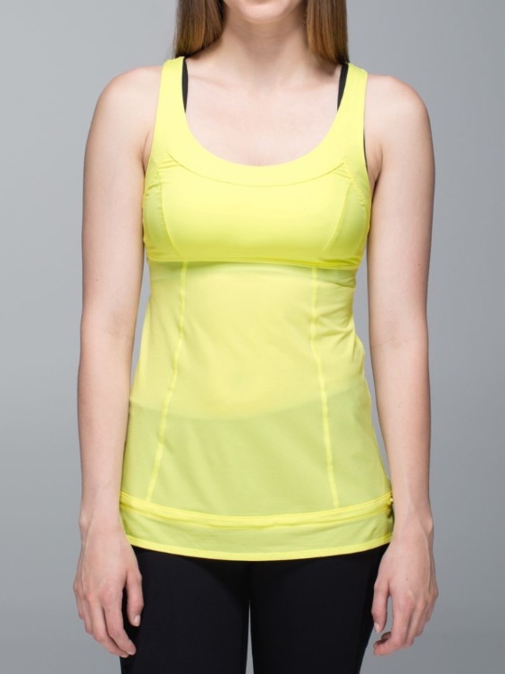 Lululemon Mesh Tank Yellow Green Pleated Back Size 8 Run: Ta Ta Topper